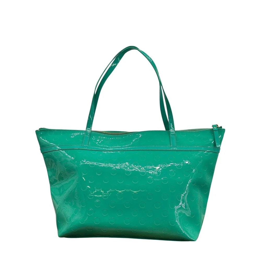 Kate Spade Sophie Camellia Street Patent Tote Bag Womens Teal Bow Shoulder Bag